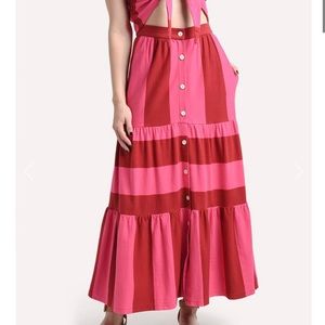 MDS Stripes Knit Tiered Skirt